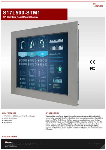17" Stainless Panel Mount Display S17L500-STM1