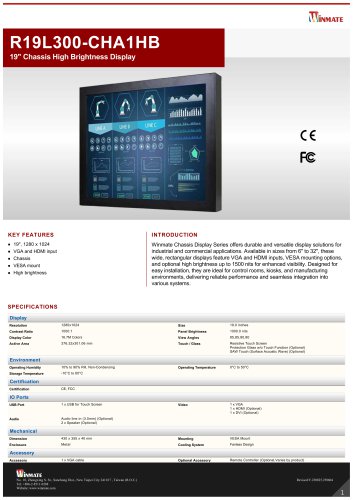 19" Chassis High Brightness Display R19L300-CHA1HB