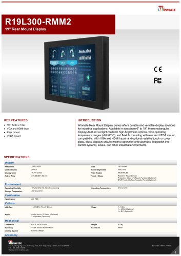19" Rear Mount Display R19L300-RMM2