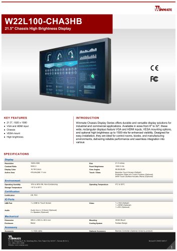 21.5" Chassis High Brightness Display W22L100-CHA3HB