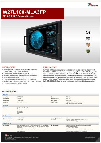 27" 4K2K UHD Defence Display W27L100-MLA3FP