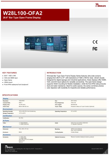 28.6" Bar Type Open Frame Display W28L100-OFA2