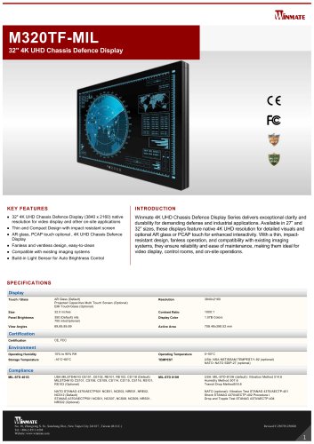 32" 4K UHD Chassis Defence Display M320TF-MIL