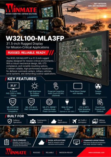 32" PCAP Rack Mount Defence Display W32L100-MLA3FP