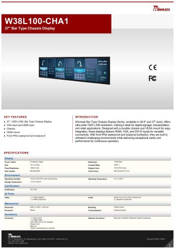 37" Bar Type Chassis Display W38L100-CHA1