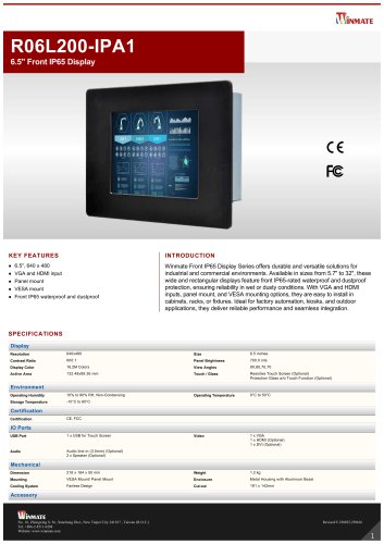 6.5" Front IP65 Display R06L200IPA1