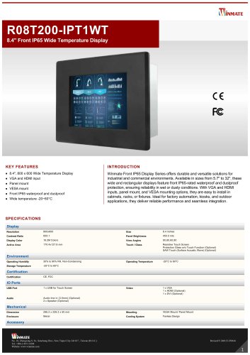 8.4" Front IP65 Wide Temperature Display
