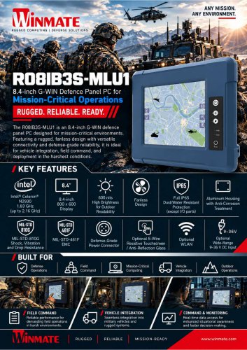 8.4" Intel&reg; Celeron&reg; N2930 G-WIN Defence Panel PC R08IB3S-MLU1