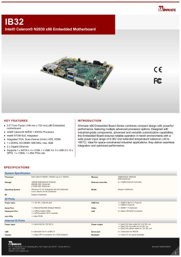 Intel&reg; Celeron&reg; N2930 x86 Embedded Motherboard IB32