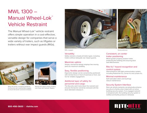 MWL 1300 – Manual Wheel-Lok™ Vehicle Restraint