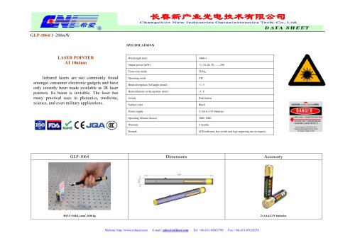 266nm-1053nm DPSS lasers from CNI