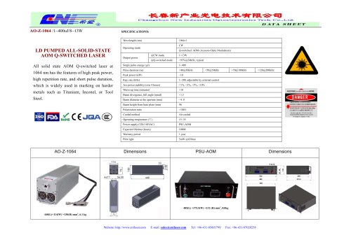 Air-cooled, AOM Q-switched laser