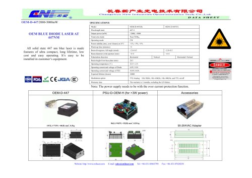 Blue laser at 447 nm/473 nm/457 nm