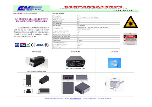 CNI/AO-W-266/All solid state AOM Q-switched laser at  266 nm/ marking, carving