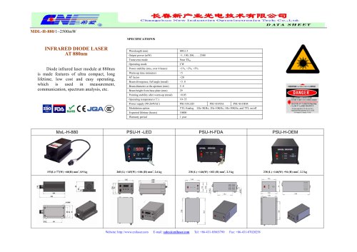 CNI/Infrared diode laser/ MDL-H-880/spectrum analysis