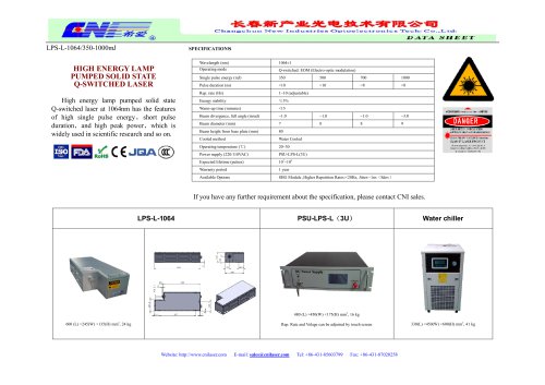 CNI/lamp pumped high energy laser/1064nm/Laser distance measuring/ Scientific experiment/ Optical instrument/ Marking Research/ Industry 　