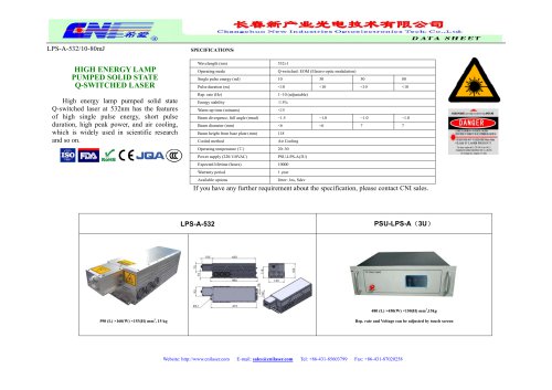 CNI/LPS-A-532 lamp pumped high energy laser/marking, engraving, research, optical instrument