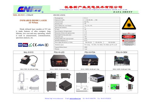 CNI/MDL-III-915/Diode infrared laser module at 915nm