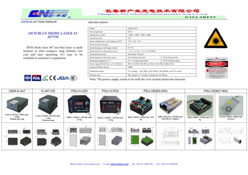 CNI/OEM diode laser 447 nm blue laser/OEM-D-447/5000-8000mW