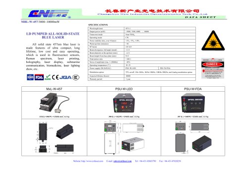 DPSS Blue Laser at 457 nm