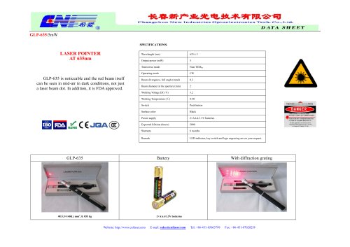 laser pointer at 635nm from CNI. FDA