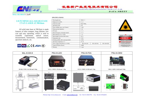MGL-III-500.8 LD pumped all-solid stste  cyan laser from CNI