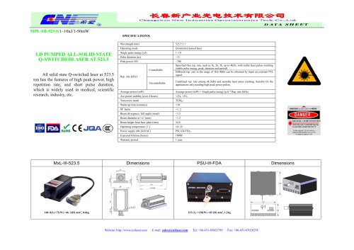 MPL-III-523.5 all solid state Q-switched laser from CNI