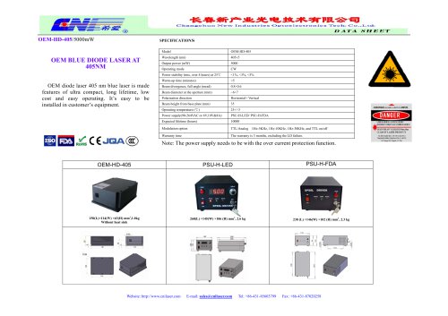 OEM-HD-405 OEM diode blue laser at 405nm from CNI