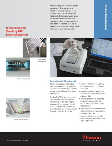 Thermo Scientific NanoDrop 8000 Product Spec sheet