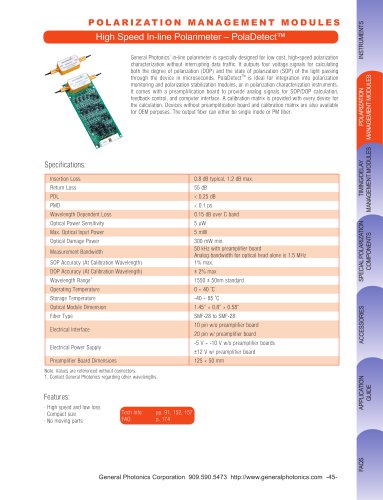 High Speed In-line Polarimeter