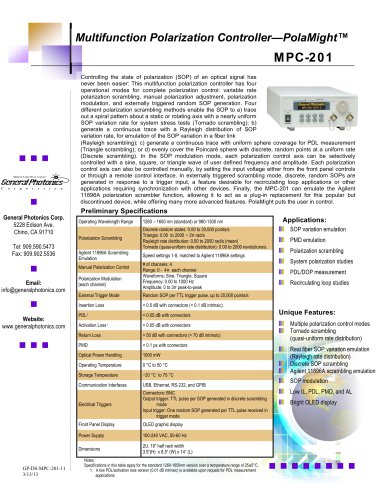 Multifunction Polarization Controller?PolaMight?