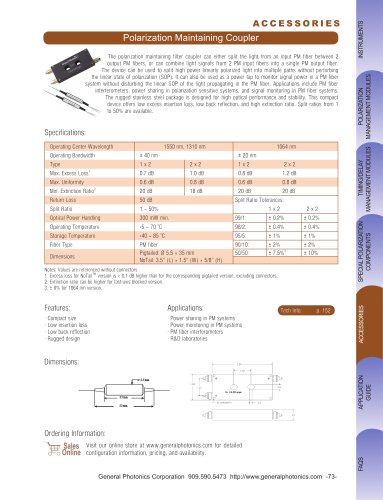 Polarization Maintaining Coupler, NoTail