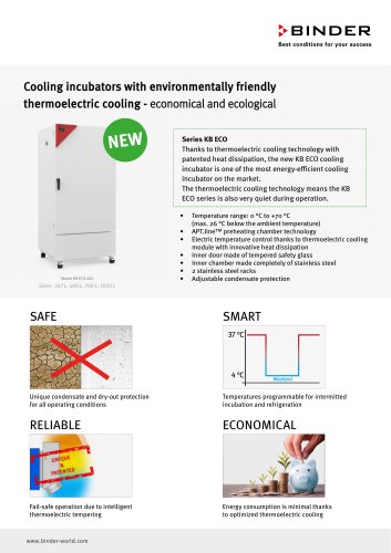 Cooling inc incubators with environmentally friendly thermoelectric cooling - economical and ecological  Flyer Series KB ECO