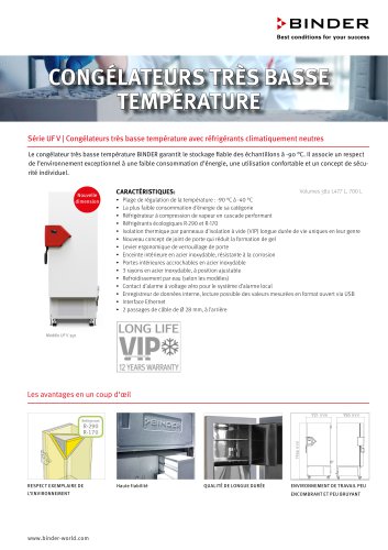 Fact Sheet Congélateurs Très Basse Température 