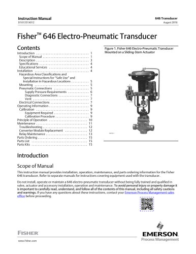 Fisher 646 Electro-Pneumatic Transducer