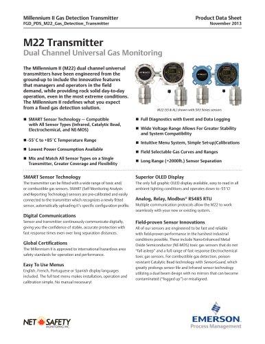 Millennium II M22 Transmitter - Dual Channel Universal Gas Monitoring