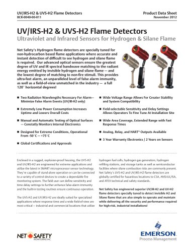 UV/IRS-H2 and UVS-H2 Flame Detectors