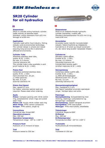 SR20 Cylinder for oil hydraulics