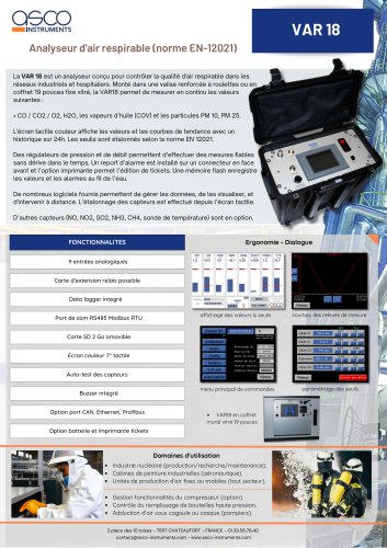 Analyseur d'air respirable (norme EN-12021)