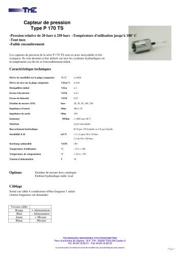 P 170 TS - Capteur de pression