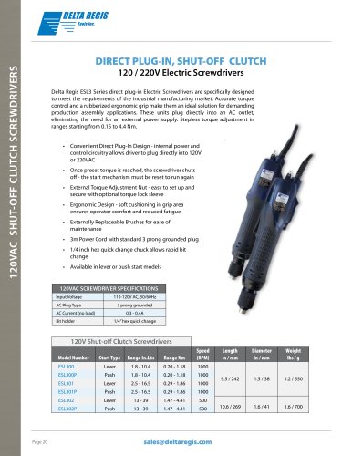 120V/220V AC Direct Plug-In, Shut-off Clutch