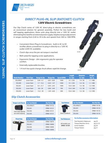 Direct Plug-In 120 VAC Slip (Ratchet) Clutch Electric Screwdrivers