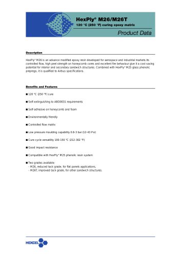 HexPly® M26/M26T 120 °C (250 °F) curing epoxy matrix