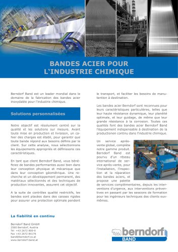 Bandes acier pour l'industrie chimique