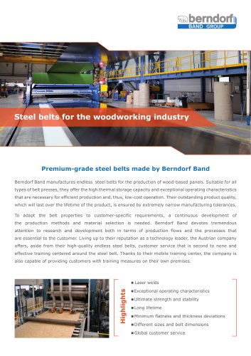 Stainless steel belts for the woodworking industry