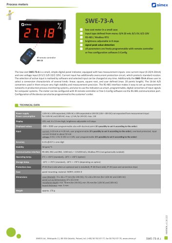 Low-cost meter SWE-73-A datasheet