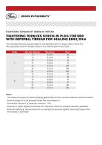 Tightening Torques Screw-in plug for SBD SBE SGE Info sheet