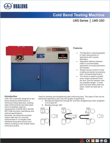 HUALONG|Cold bend testing machine|LWS-160|160kN