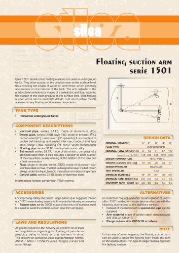 Floating suction unit for buried tankage, single arm.