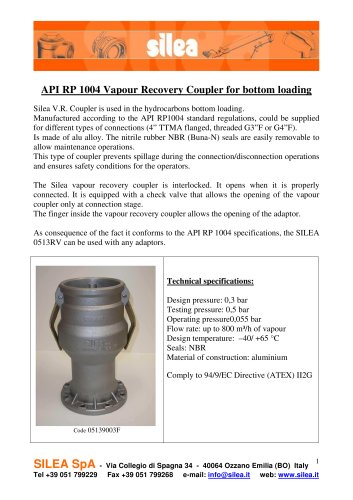 Vapour Recovery Coupler for bottom loading